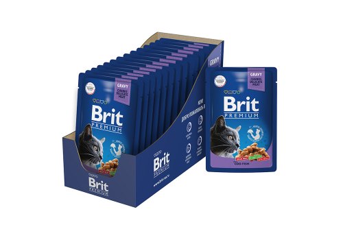 Brit Premium Gravy Cod Fish / Паучи Брит Премиум для кошек Треска в соусе (цена за упаковку)