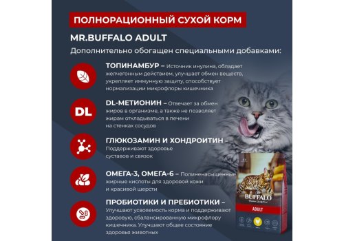 Mr.Buffalo Adult / Сухой корм Мистер Бафало для кошек Курица