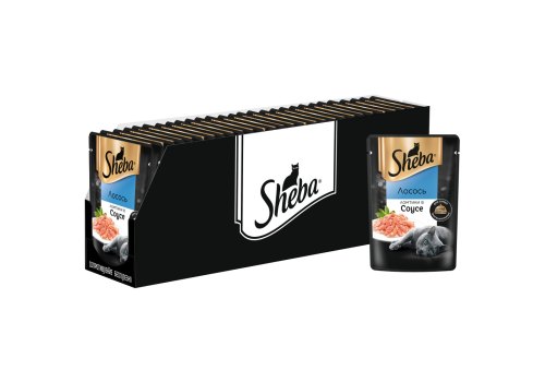 Sheba / Паучи Шеба для кошек Лосось ломтики в Соусе (цена за упаковку)