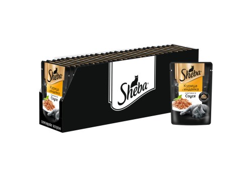Sheba / Паучи Шеба для кошек Курица и Индейка ломтики в Соусе (цена за упаковку)