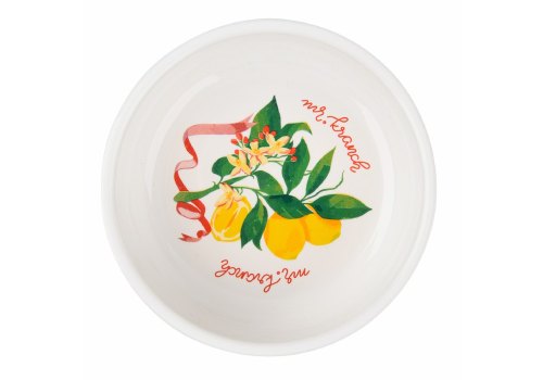 Mr.Kranch / Миска фарфоровая Мистер Кранч для собак и кошек Лимоны Белая