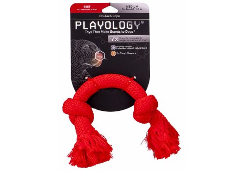 Playology Dri-tech Rope / Игрушка Плэйолоджи для собак жевательный канат с ароматом говядины Красный