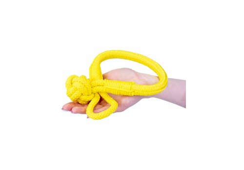 Playology Tough Tug Knot / Игрушка Плэйолоджи для собак жевательный канат с ароматом курицы Желтый