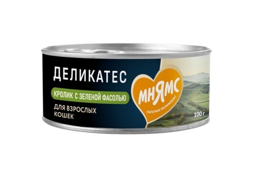 Мнямс Delicatesse Влажный корм Консервы для кошек Паштет по-мальтийски Кролик с зеленой фасолью (цена за упаковку)