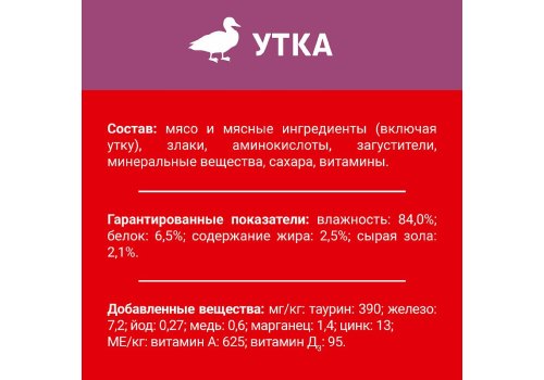 Дарлинг / Влажный корм Паучи для взрослых кошек Утка в подливе (цена за упаковку)