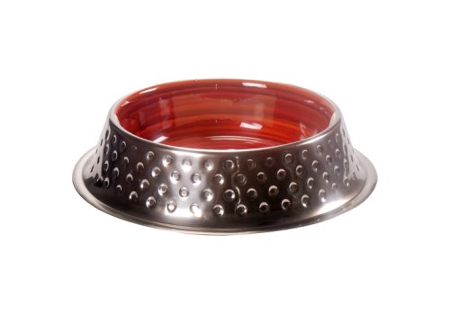 Mr.Kranch Candy / Миска Мистер Кранч для животных с Керамическим покрытием Нескользящее основание нержавеющая сталь Коричневая с белым