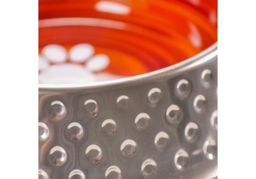 Mr.Kranch Candy / Миска Мистер Кранч для животных с Керамическим покрытием Нескользящее основание нержавеющая сталь Коричневая с белым