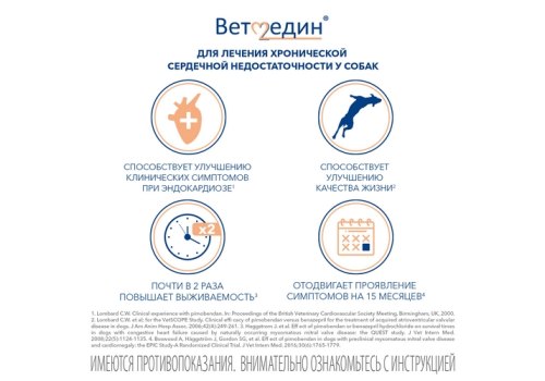 BI Ветмедин® S Жевательные таблетки для лечения сердечной недостаточности у собак 1,25 мг