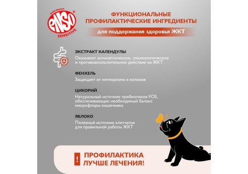 Enso Sensitive / Консервы Энсо для взрослых собак поддержание здоровья ЖКТ Рубленое мясо Индейки с гречкой и яблоком (цена за упаковку)