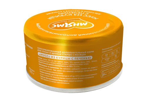 Мнямс Влажный корм для собак и щенков старше 6 месяцев Мусс из Курицы с печенью (цена за упаковку)