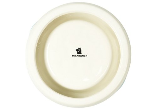 Mr.Kranch Bamboo / Миска Мистер Кранч Керамическая Пончик Керамическая голубая на бамбуковой подставке