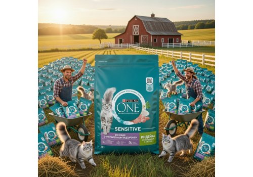 PURINA ONE SENSITIVE / Сухой корм Пурина УАН для взрослых кошек при чувствительном пищеварении с индейкой