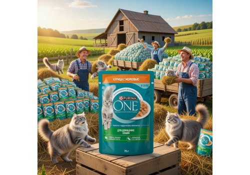 PURINA ONE HOUSECAT / Влажный корм Паучи Пурина УАН для взрослых кошек при домашнем образе жизни с курицей (цена за упаковку)