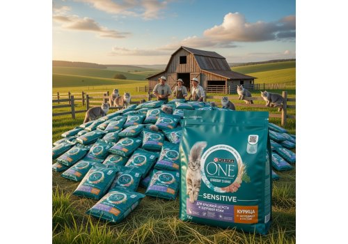 PURINA ONE SENSITIVE / Сухой корм Пурина УАН для взрослых кошек для здоровья кожи и шерсти с курицей