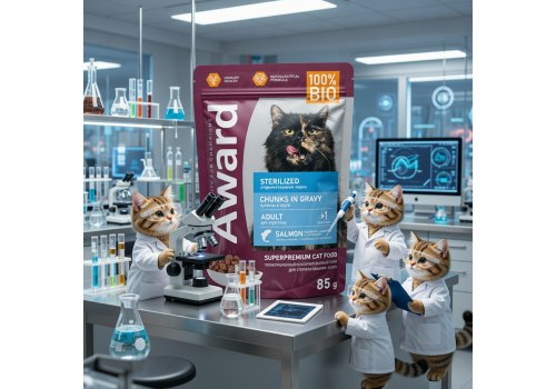 Award Sterilized / Влажный корм Паучи Авард для взрослых Стерилизованных кошек Кусочки в соусе с Лососем (цена за упаковку)