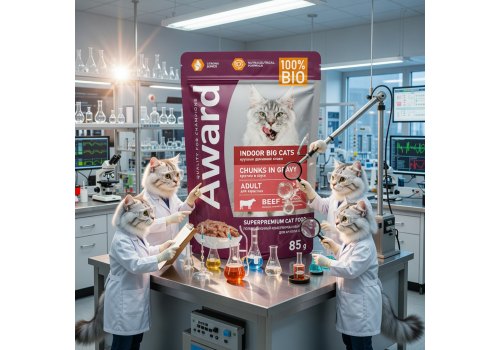 Award Indoor big cats / Влажный корм Паучи Авард для взрослых кошек Крупных пород Кусочки в соусе с Говядиной (цена за упаковку)