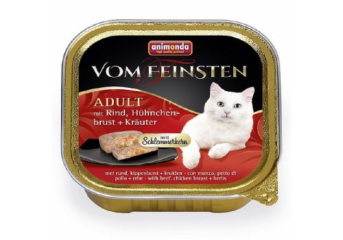 Animonda Vom Feinsten Adult / Консервы Анимонда для кошек с Говядиной, Куриной грудкой и Травами (цена за упаковку), фото 