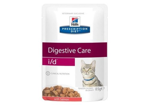 Hills Prescription Diet i\d Digestive Care Salmon / Лечебные паучи Хиллс для кошек при Заболеваниях ЖКТ Лосось (цена за упаковку), фото 