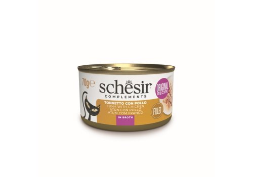 Schesir Tuna with Chicken / Влажный корм Консервы Шезир для кошек Тунец курица (цена за упаковку)
