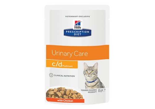 Hills Prescription Diet Feline c\d Multicare Urinary Care Chicken / Лечебные паучи Хиллс для кошек при МКБ Струвиты Курица (цена за упаковку)