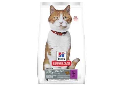 Hills Science Plan Sterilised Cat / Cухой корм Хиллс для Стерилизованных кошек и Котят от 6 месяцев Утка