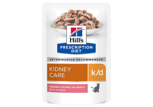 Hills Prescription Diet k\d Kidney Care Salmon / Лечебные паучи Хиллс для кошек при Заболеваниях Почек Лосось (цена за упаковку)