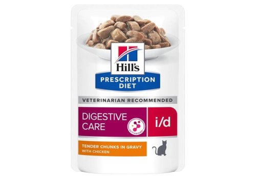 Hills Prescription Diet i\d Digestive Care Chicken / Лечебные паучи Хиллс для кошек при Заболеваниях ЖКТ Курица (цена за упаковку)