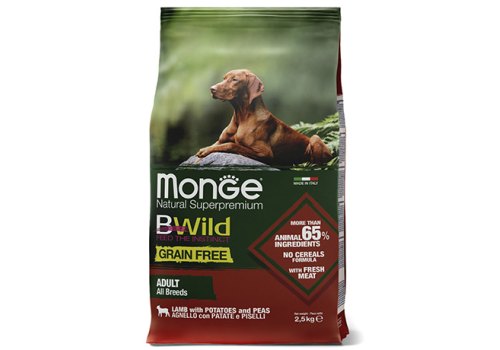 Monge Dog BWild Grain Free Adult All Breeds Lamb Potatoes Peas / Сухой Беззерновой корм Монж Бивайлд для взрослых собак всех пород Ягненок картофель горох