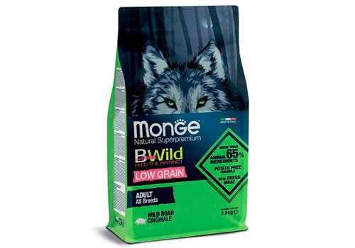 Monge Dog BWild Low Grain Adult All Breeds Wild Boar / Сухой Низкозерновой корм Монж Бивайлд для взрослых собак всех пород мясо Дикого Кабана