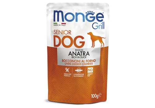 Monge Dog Grill Senior Duck / Влажный корм Паучи Монж Гриль для Пожилых собак Утка (цена за упаковку)