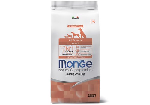 Monge Dog Monoprotein Speciality Adult Salmon & Rice / Сухой корм Монж для взрослых собак всех пород Лосось с рисом, фото 