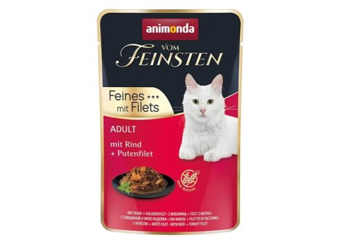 Animonda Vom Feinsten Adult / Паучи Анимонда для кошек Говядина и филе Индейки (цена за упаковку)