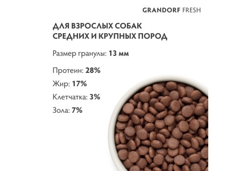 Grandorf Fresh Adult Med & Maxi Lamb & Sweet Potato / Сухой Беззерновой корм Грандорф для взрослых собак Средних и Крупных пород Ягненок батат