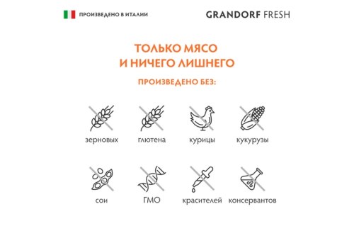 Grandorf Fresh Dog Duck Sweet Potato Cauliflower Pate / Консервы Грандорф для собак Паштет из утки с бататом и цветной капустой (цена за упаковку)