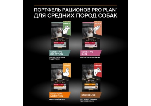PRO PLAN OPTI DERMA / Сухой корм ПРО ПЛАН для взрослых собак средних пород при чувствительной коже с лососем