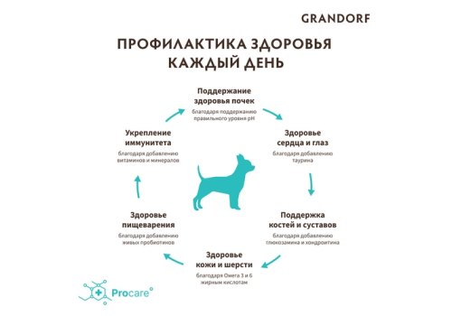 Grandorf Holistic & Hypoallergenic Mini Probiotic 4 meat / Сухой корм Грандорф Низкозерновой с Живыми Пробиотиками для собак Мелких пород 4 Мяса с рисом