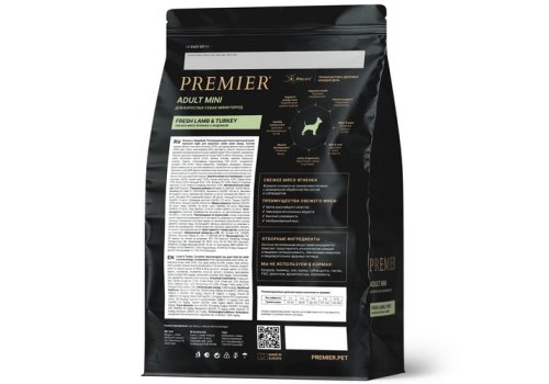 Premier Adult Mini Fresh Lamb & Turkey / Сухой корм Премьер для взрослых собак Мелких пород Свежее мясо Ягненка с индейкой