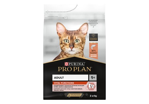 PRO PLAN VITAL FUNCTIONS / Сухой корм ПРО ПЛАН для взрослых кошек для поддержания здоровья органов чувств с лососем, фото 