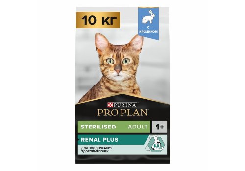 PRO PLAN Sterilised RENAL PLUS / Сухой корм ПРО ПЛАН для взрослых кошек для поддержания здоровья почек после стерилизации с кроликом, фото 