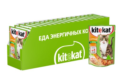 Kitekat / Паучи Китикет для кошек Курица в желе (цена за упаковку)