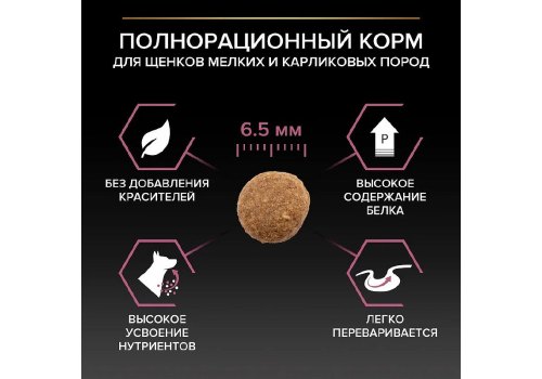 PRO PLAN SENSITIVE SKIN / Сухой корм ПРО ПЛАН для щенков мелких и карликовых пород с Чувствительной кожей с Лососем