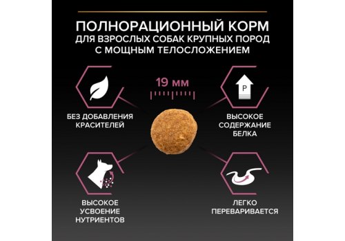 PRO PLAN OPTI DERMA / Сухой корм ПРО ПЛАН для взрослых собак крупных пород с мощным телосложением при чувствительной коже с лососем
