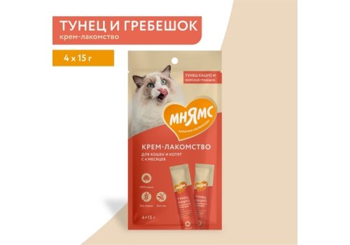 Мнямс Крем-лакомство для кошек с Тунцом Кацуо и Морским гребешком