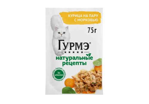 Гурмэ Натуральные рецепты / Влажный корм Паучи Пурина Гурмэ Натуральные рецепты для взрослых кошек с курицей (цена за упаковку)