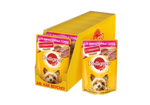 Pedigree / Паучи Педигри для взрослых собак Миниатюрных пород паштет Говядина (цена за упаковку)