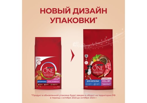 PURINA ONE ADULT / Сухой корм Пурина УАН для взрослых собак средних и крупных пород с ягненком