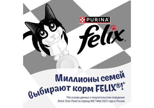 FELIX МЯСНЫЕ ЛОМТИКИ / Влажный корм Паучи Пурина Феликс Мясные ломтики для взрослых кошек с говядиной (цена за упаковку)