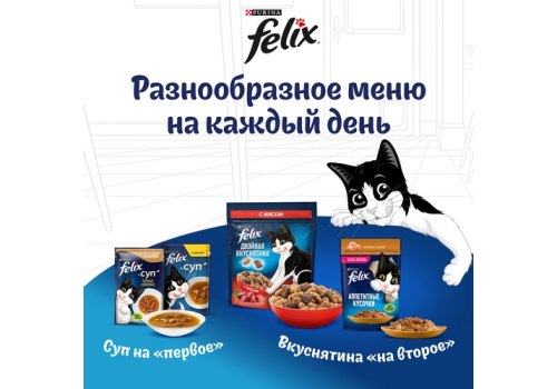 FELIX МЯСНЫЕ ЛОМТИКИ / Влажный корм Паучи Пурина Феликс Мясные ломтики для взрослых кошек с говядиной (цена за упаковку)