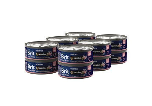 Brit Premium by Nature Sensitive / Консервы Брит для кошек с Чувствительным пищеварением Индейка (цена за упаковку)