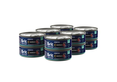 Brit Premium by Nature Sensitive / Консервы Брит для кошек с Чувствительным пищеварением Ягненок (цена за упаковку)